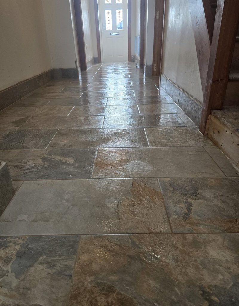 Slate-effect hallway floor